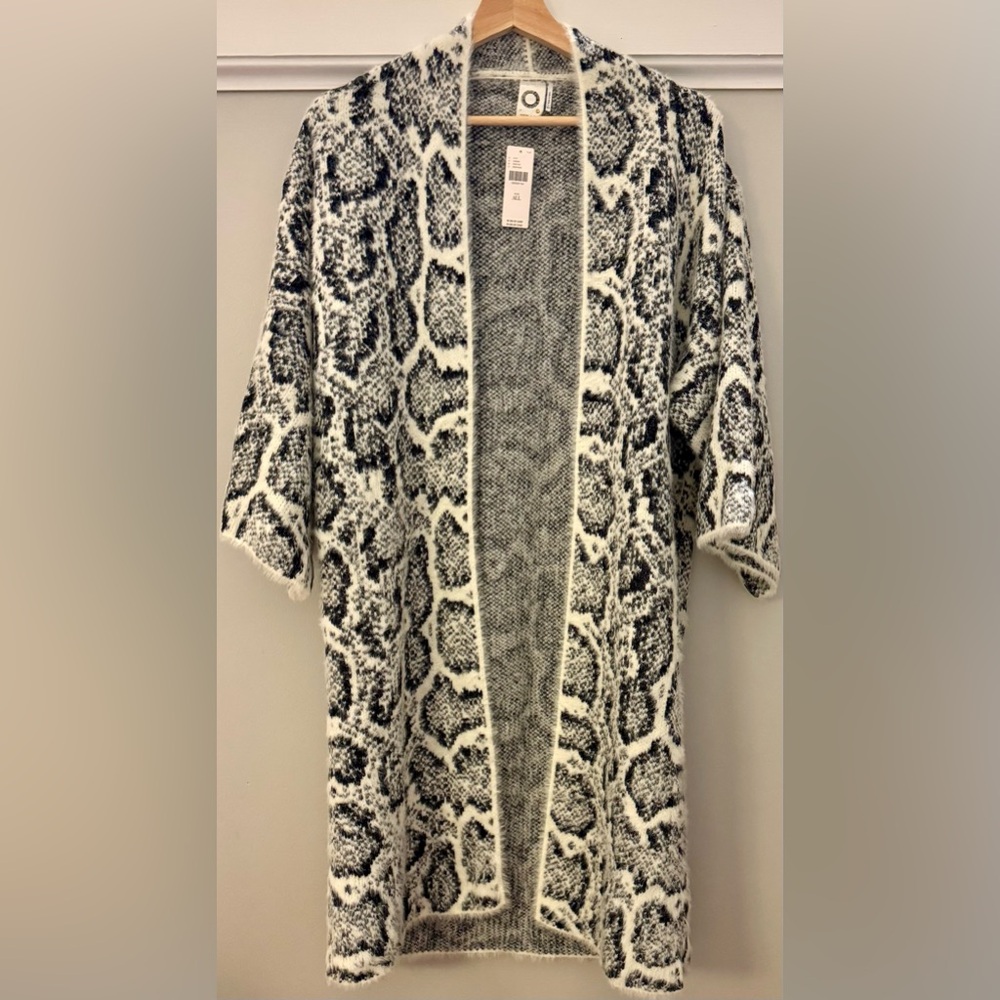 Anthropologie Black and White Animal Print Cardigan